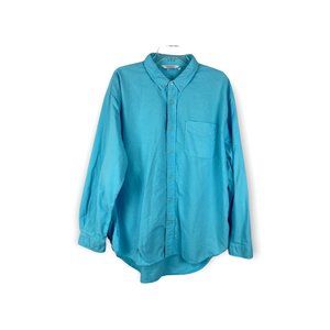 Fresh Produce Top Shirt Button Down Cotton Teal Blue